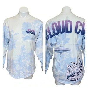 Disney Parks Spirit jersey Star Wars Cloud City Millennium Falcon blue tie dye